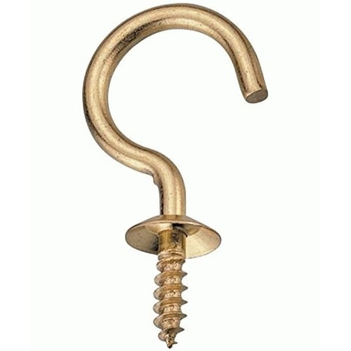 Cup Hook Solid Brass 3/4in
