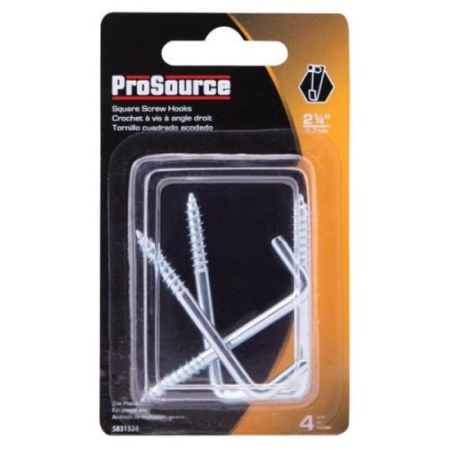 ProSource LR-397-PS Screw Hook, 9/16 in Opening, 4.5 mm Thread, 2-1/4 in L, Steel, Zinc