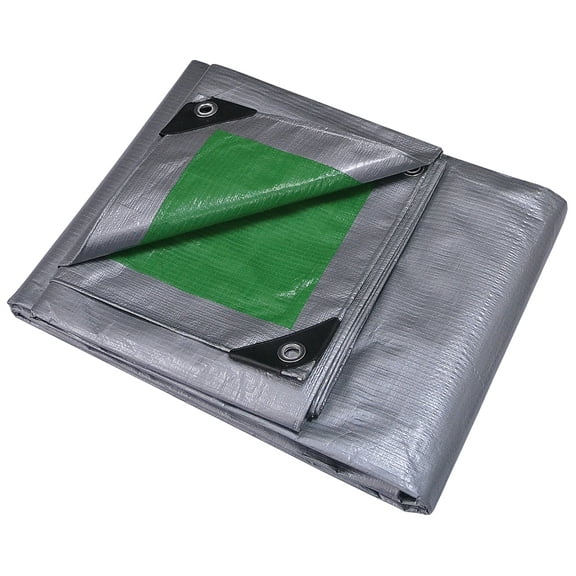 ProSource T1216GS140 Tarpaulin, Polyethylene, Green/Silver, 16 ft