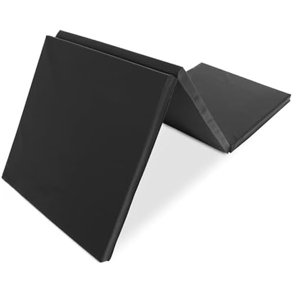 ProSource Tri-Fold Folding Thick Exercise Mat 6x2 with Carrying Handles for MMA, Gymnastics, Stretching, Core Workouts Black