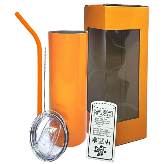 ProSub 20oz Epoxy & Engravable Coated Stainless Steel Skinny Tumbler - Orange