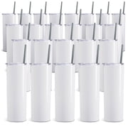 ProSub 20oz Straight Skinny Tumbler Sublimation Blanks Gloss White - 30 Pack