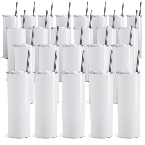 ProSub 20oz Straight Skinny Tumbler Sublimation Blanks Gloss White - 30 Pack