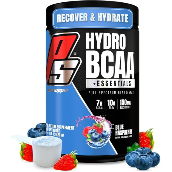 PROSUPPS HydroBCAA Essentials BCAA Powder (Blue Raspberry, 30 Servings)