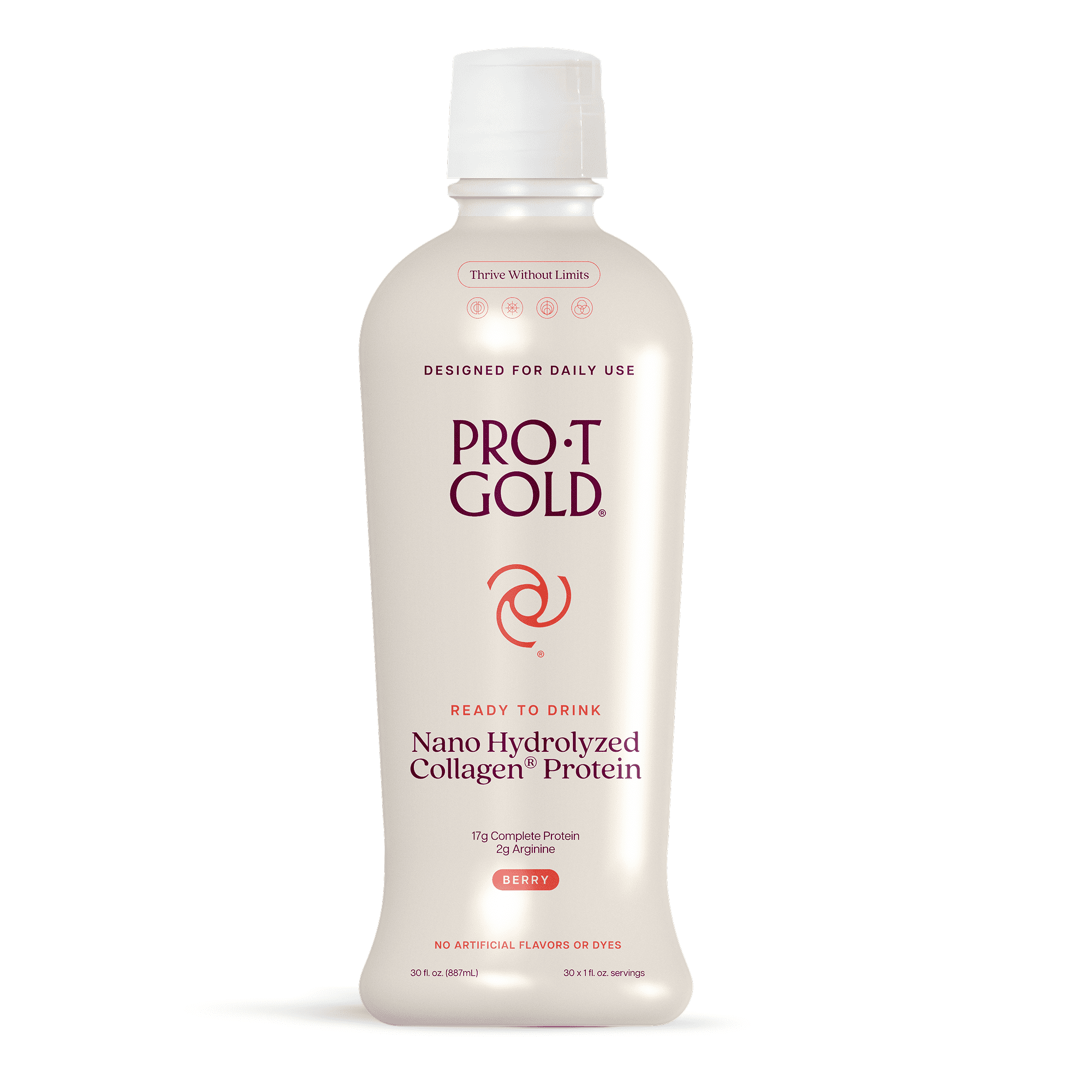 Liquid Collagen Protein Shot, 17g Clear Protein Nano-Hydrolyzed Grass Fed Collagen - Berry 30 fl  oz