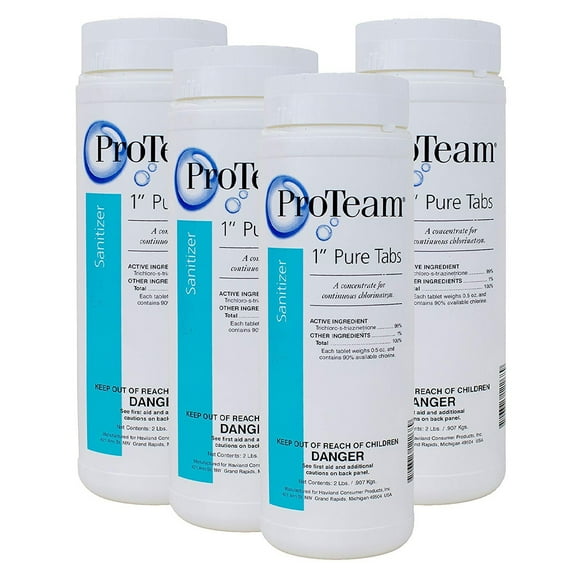 ProTeam 1 Inch Pure Tabs Chlorine Tablets for Swimming Pools & Spas, 2 lb, 4 Pack