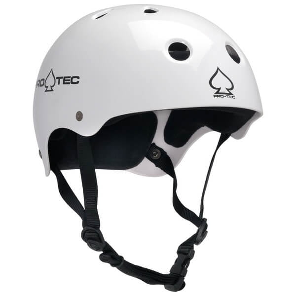 ProTec Skateboard Pads Classic CPSC Gloss White Skate Helmet - (Certified) - X-Large / 23.6" - 24.4"