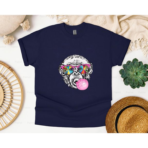 ProTee22 Funny Monkey in a rainbow glasses Graphic Design Image Fun T-Shirt, SW, Hoodie, for Unisex, up to size 5XL.