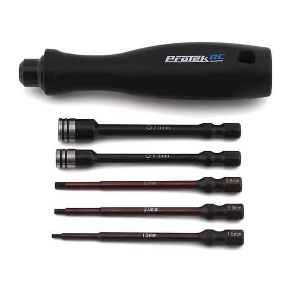 ProTek RC "TruTorque" 5-Piece 1/4" Drive Hex Nut Driver Set (1.5, 2.0, 2.5mm Hex 5.5, 7mm Nut Driver)