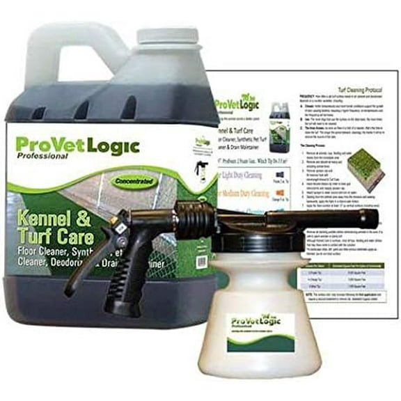 ProVetLogic Kennel & Turf Care Kit Gal Enzymatic Cleaner with ProFoam II Gun for Odor & Turf Cleaning