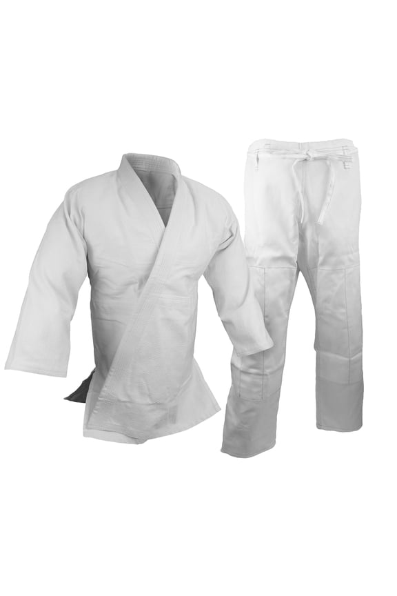Judo Gi Uniform Single Weave Kimono, 100% Cotton, White, Athletic Uniform Set (Men's)