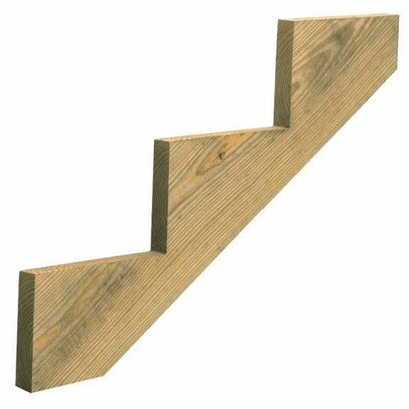 UFP 279712 Stair Stringer, 35.64 in L, 11-1/4 in W, 3-Step, Wood, Yellow, Treated