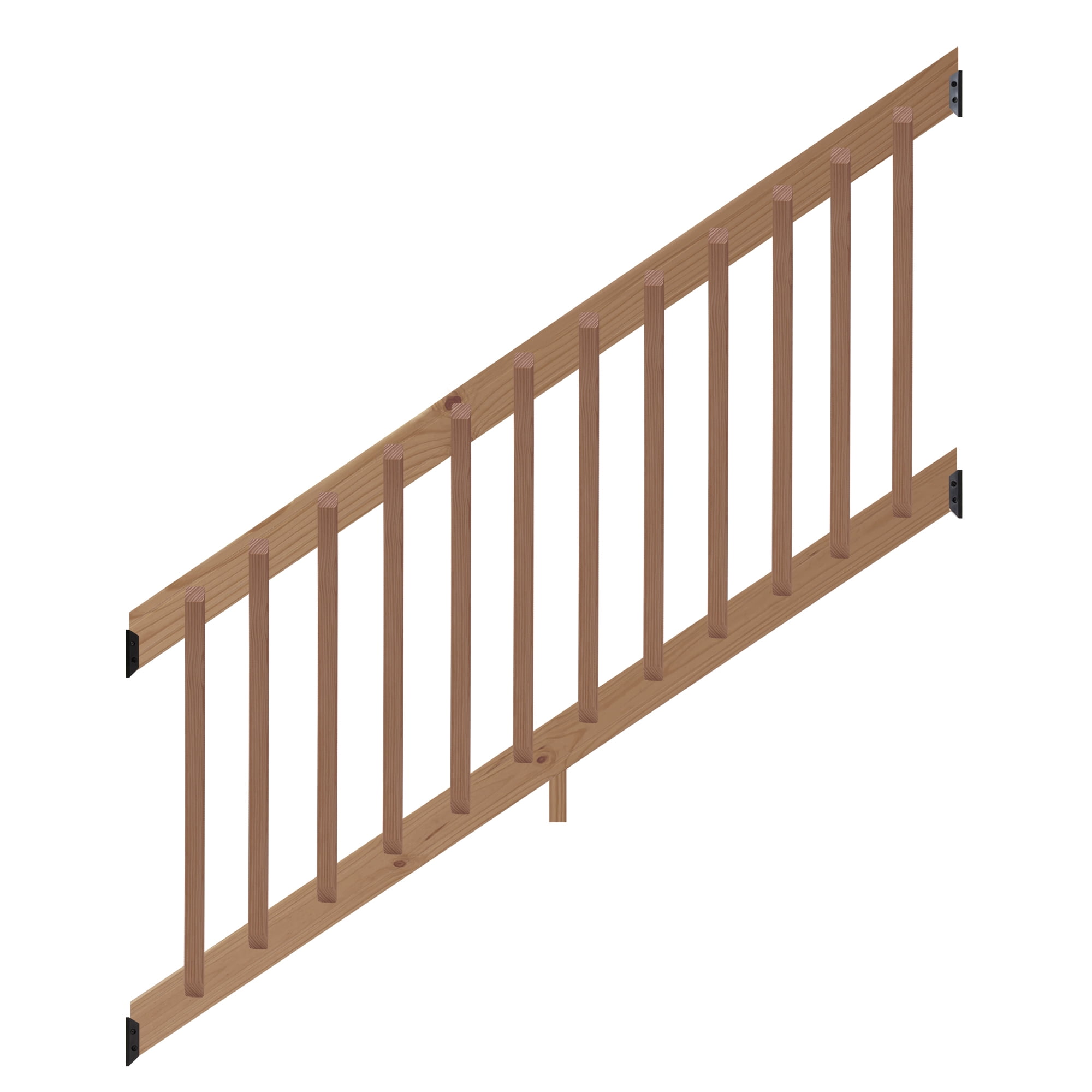 Walnut Tone 6 ft. Wood Stair Railing Kit with Beveled Balusters