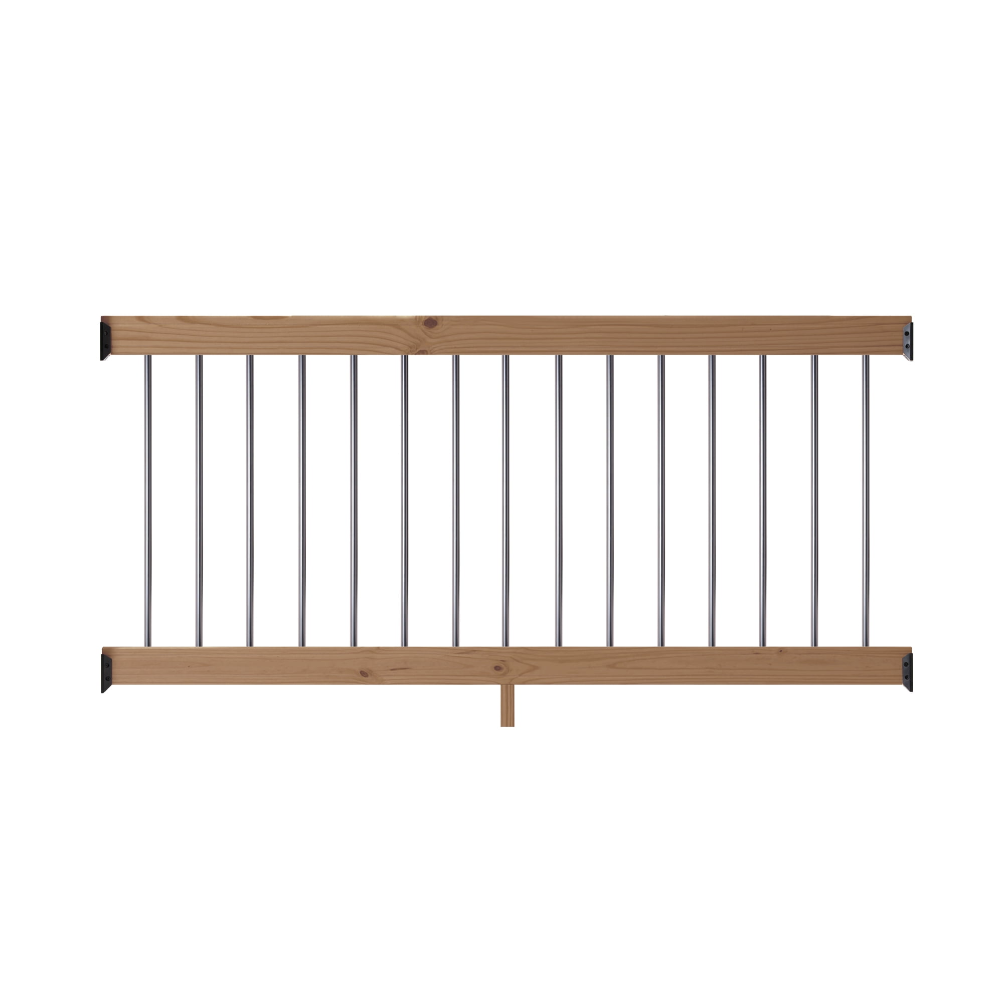 6 ft. Walnut Wood Railing Kit with Black Aluminum Balusters