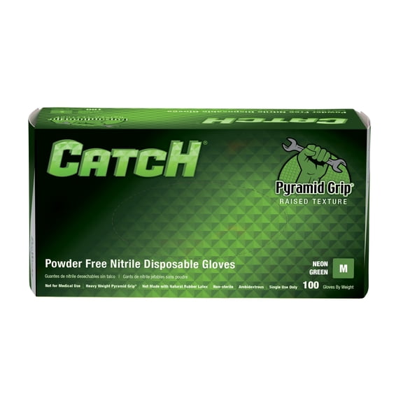 Safety Zone Nitrile Powder Free 9 mil Pyramid Grip Gloves Neon Green Med
