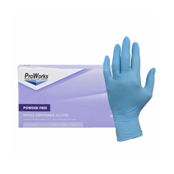 ProWorks Nitrile Powder Free 3 Mil Industrial Grade Gloves, Blue XS - Case of 1000