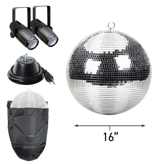 ProX MB-16 16" ABS Core Mirror Ball with Protective Carrying Bag & LED Pin Spots Package