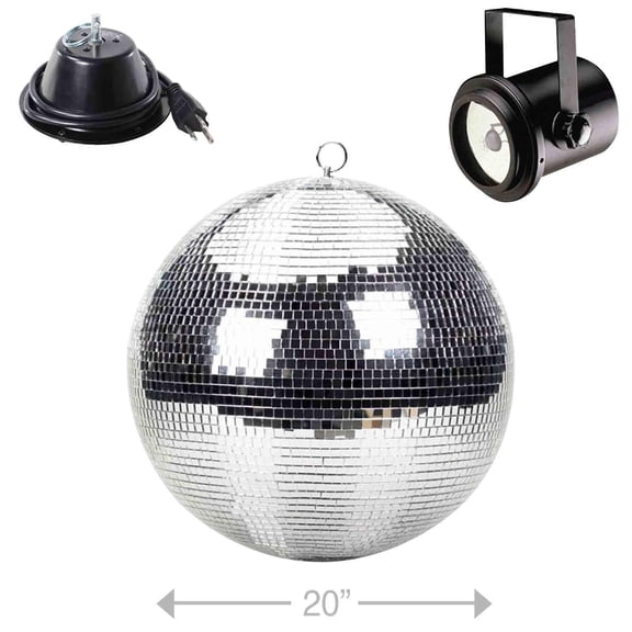 ProX MB-20 20" Polyfoam Mirror Ball with Mirror Ball Mounting Motor & 30W Pinspot Lighting Fixture Package