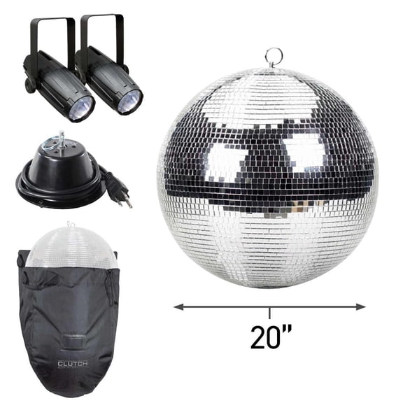 ProX MB-20 20" Polyfoam Mirror Ball with Protective Carrying Bag & LED Pin Spots Package