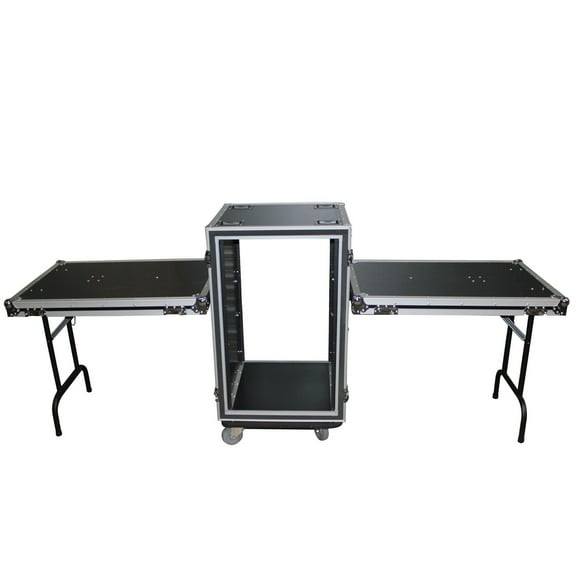 ProX T-16RSPWDT ATA Road Case For Amp Rack w/16U Space 20" Depth+Two Side Tables