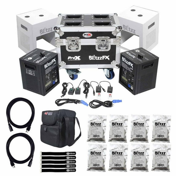 ProX X-BLITZZFX X2 Blitzz FX Cold Spark Machines with 3-10 foot High Cold Spark Effect Granules Package