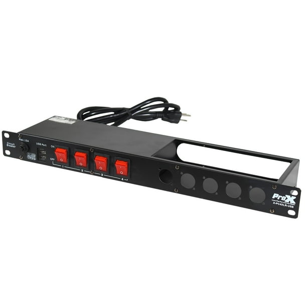ProX X-PC4XLR-USB 1U 15Amp Circuit 4CH Switch Panel W-2 USB and 5 ...