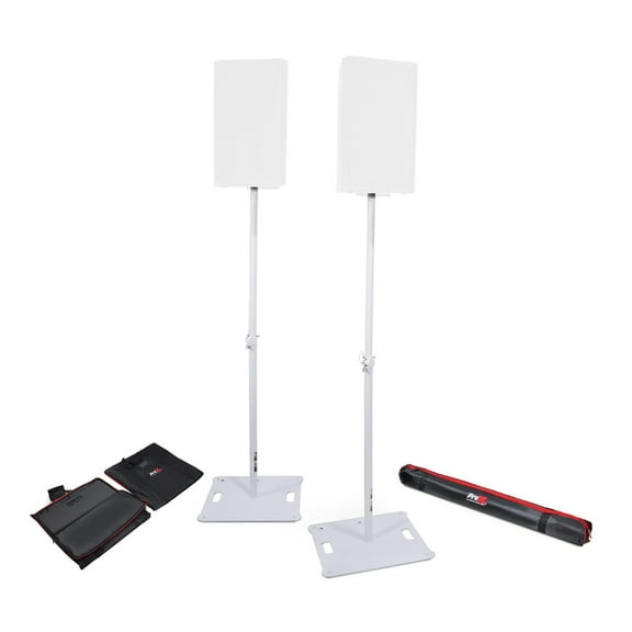 ProX X-POLARIS-WH X2 Set of Speaker Stands with Carry Bag in White
