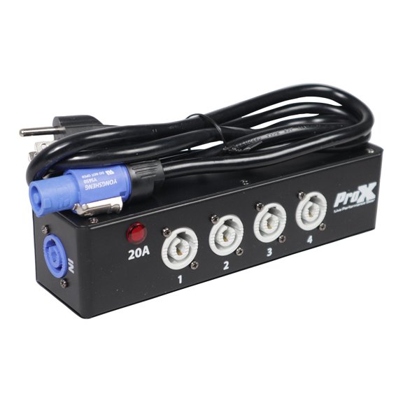 ProX X-PWCX4 BOX Power Center 4-Way PowerCon Compatible Splitter - Delivers Power For Up To 4 Fixtures