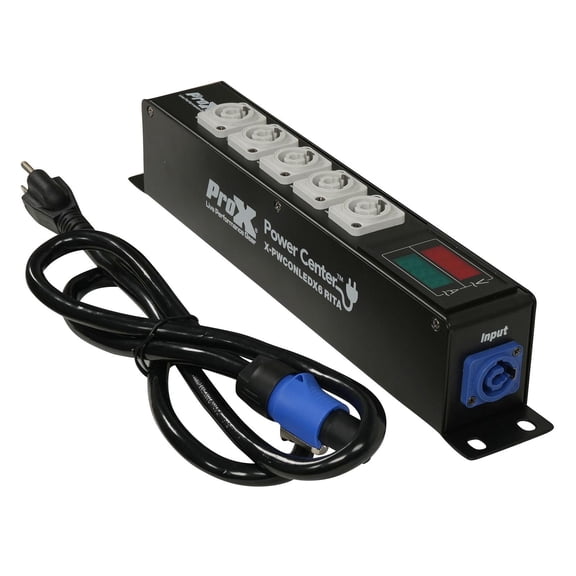 ProX X-PWCONLEDX6RITA RITA Power Center 6X AC Outlet Box powerCON Compatible Splitter 20A with V&A Meter