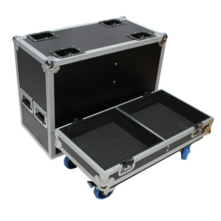 ProX X-RCF-NX15SMA Stage Monitor Flight Case for 2 RCF NX 15-SMA W-4 Inch Casters