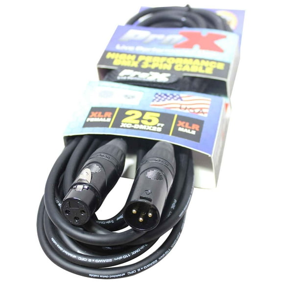 ProX XC-DMX25 25 Ft. High Performance DMX Male 3-Pin to DMX Female 3-Pin Coupler Patch Cable