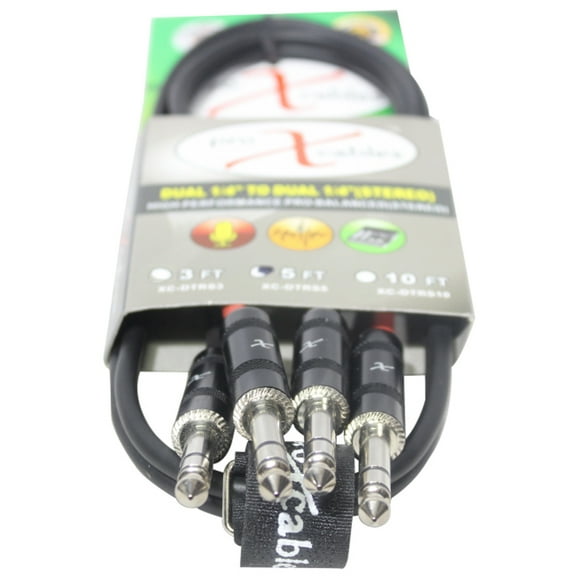 ProX XC-DTRS5 5' Dual 1/4" TRS-M to Dual 1/4" TRS-M Balanced High Performance Audio Cable