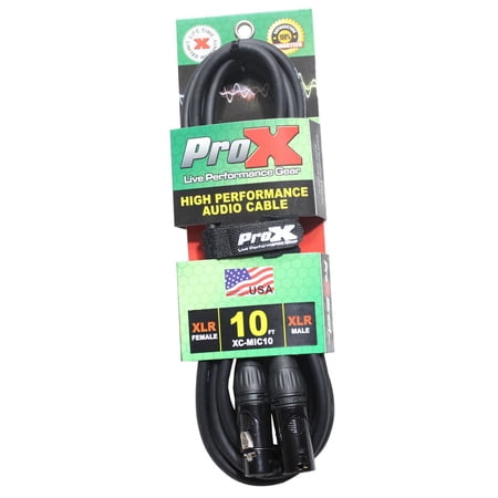 ProX XC-MIC10 10' XLR-F to XLR-M Balanced High Performance Microphone Cable