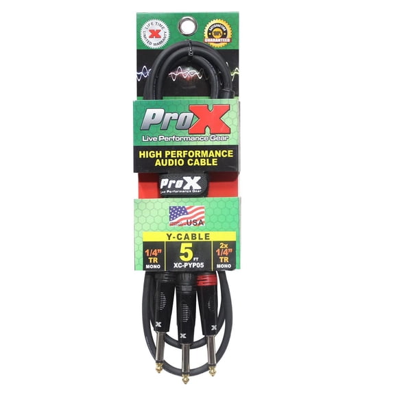 ProX XC-PYP05 5' 1/4" TS-M to Dual 1/4" TS-M High Performance Audio Cable