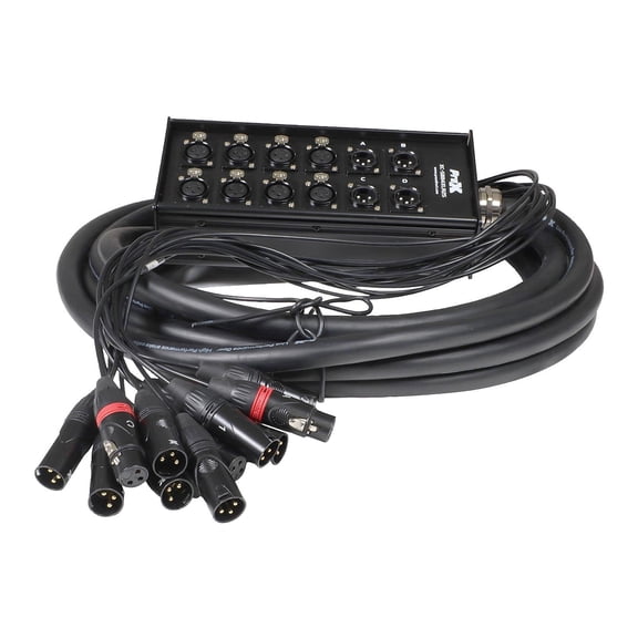 ProX XC-SB84XLR25 25 FT XLR Stage Recording Extension Box Snake - 8 XLR-F Send Inputs, 4 XLR-M Effects Return