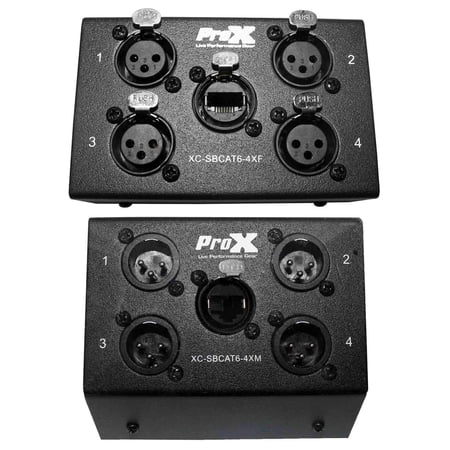 ProX XC-SBCAT6-4XM 4 Channel Portable XLR Male Snake Box with 4 Channel XLR Female Snake Box Package
