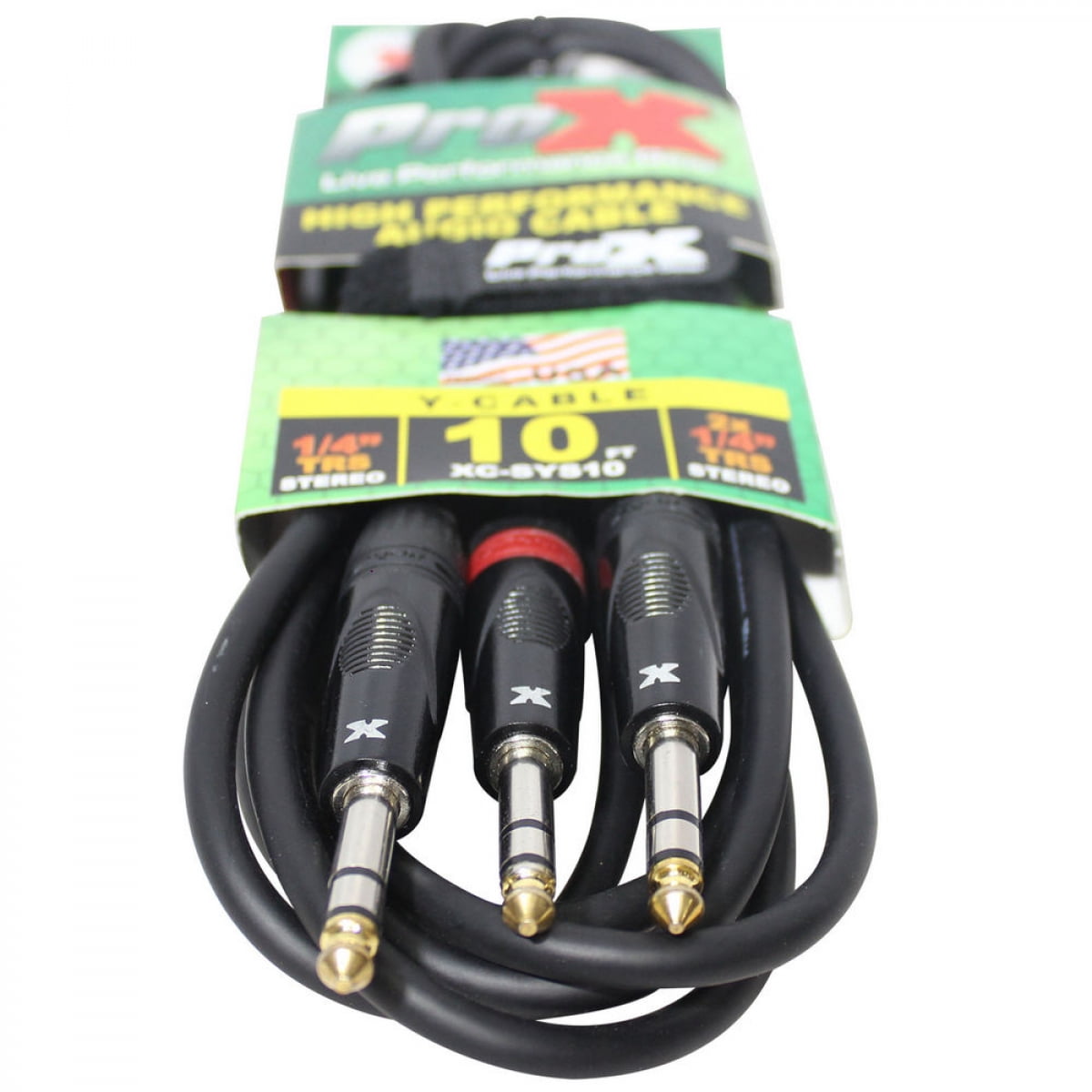 ProX XC-SYS10 10 Ft. 1/4" TRS-M to Dual 1/4" TRS-M High Performance Audio Cable