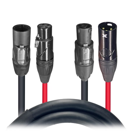 ProX XC-TR112-XLR10 10FT Dual Powerkon to XLR Dual Audio Combo Link Cable