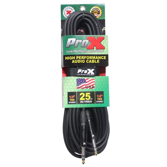 ProX XC-TRS25 25' 1/4" TRS-M to 1/4" TRS-M Balanced High Performance Audio Cable