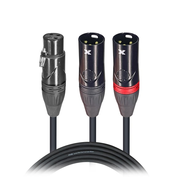 ProX XC-YXF25, 25 FT Balanced XLR-F to Dual XLR-M High Performance Audio Y Cable