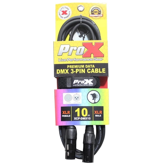 ProX XCP-DMX10 10' 3-Pin DMX XLR3-M to XLR3-F Premium Data Cable