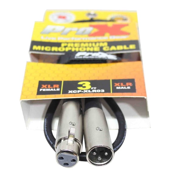Prox XCP-XLR03 Balanced XLR3-F to XLR3-M Premium Audio Microphone Cable - 3 Feet