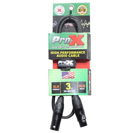 ProX XC-MIC03 3' XLR-F to XLR-M Balanced High Performance Microphone Cable