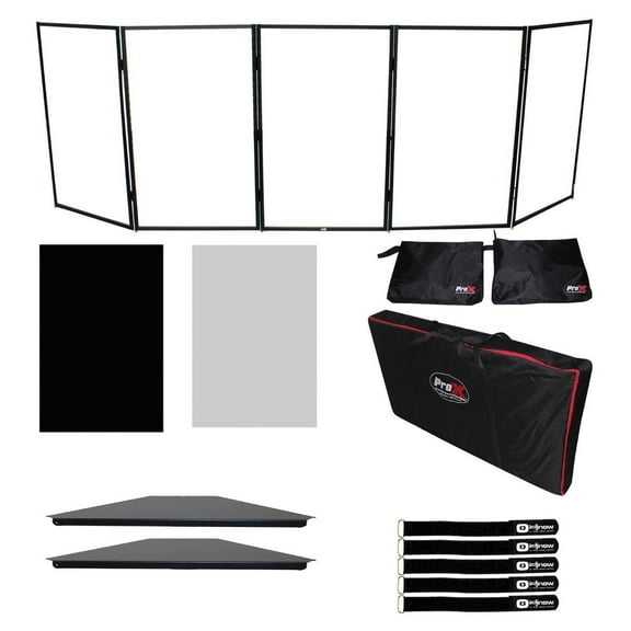 ProX XF-5X3048B Black Aluminum 5 Panel Scrim Facade Frontboard with Black Aluminum Corner Shelves Package