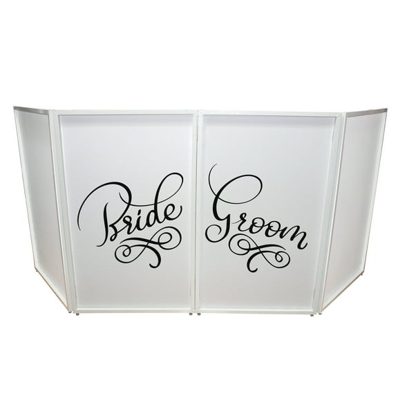Bride and Groom Facade Enhancement Scrims - Black Script on White | Set of Two