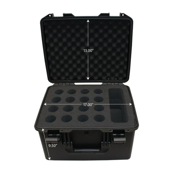 ProX XM-1216MIC VaultX Watertight Microphone Case with Custom Foam Insert, Holds 16 Handheld Units