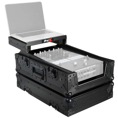ProX XS-DJMS11LTBL Black on Black Flight Case for Pioneer DJM-S11 Mixer with Sliding Laptop Shelf