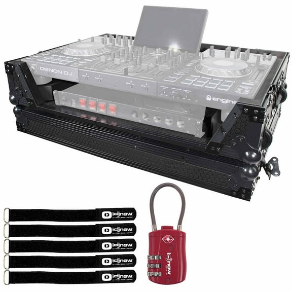 ProX XS-PRIME4 WBL Denon Prime 4 Black Flight-Road Case with Red TSA Combination Lock Package