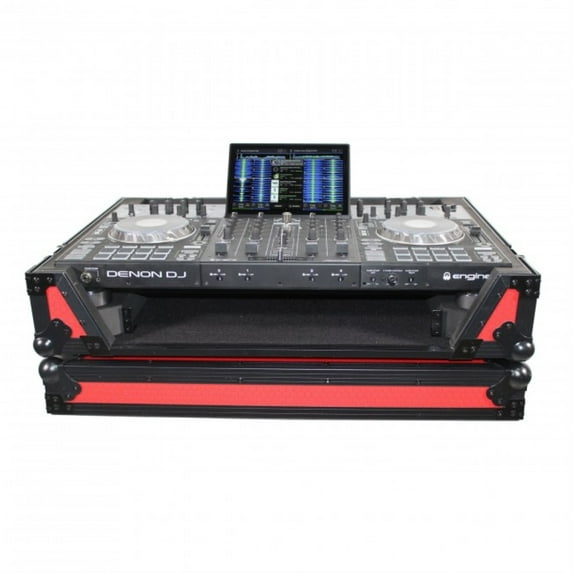 ProX XS-PRIME4 WRB Flight Case for Denon Prime 4 Standalone DJ System with Wheels | Black on Red