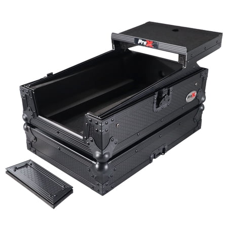 ProX XS-RANE72LTBL 11" ATA-300 Style Gig Ready Flight/Road Case with Laptop Shelf for Rane Seventy-Two 72 DJ Mixer, Black on Black